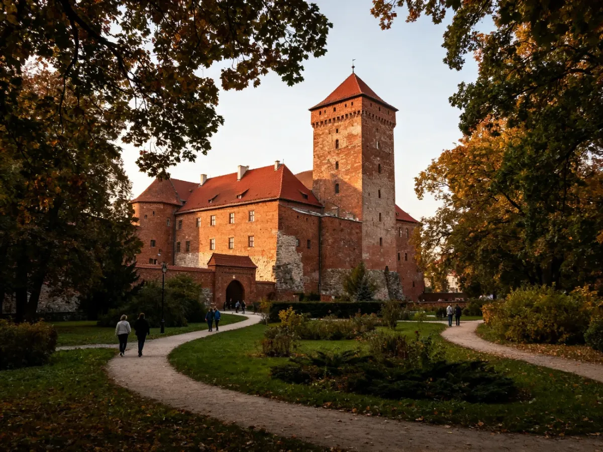 Zamek Żupny w Wieliczce otoczony zielonym Ogrodem Żupnym