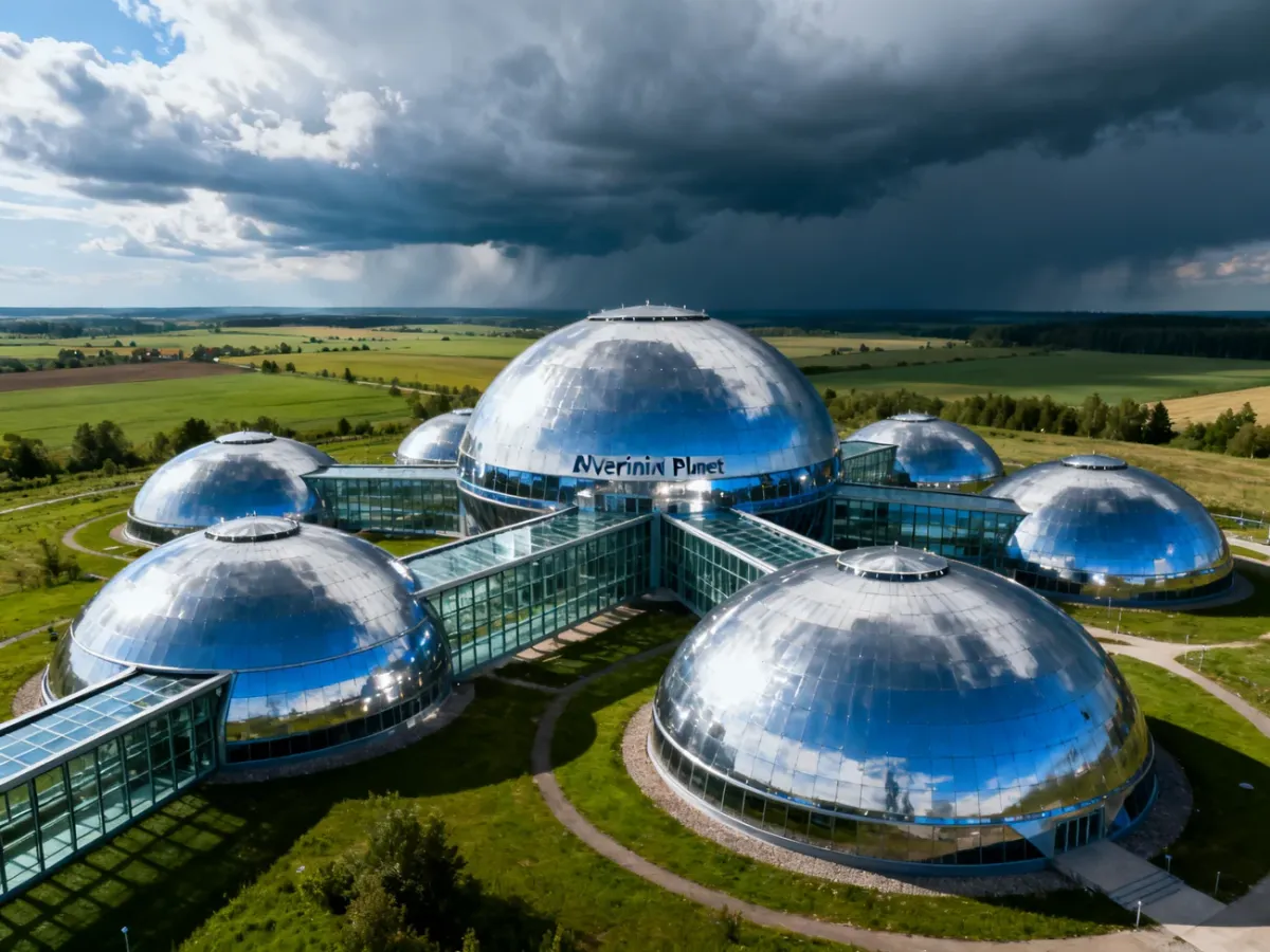 Futurystyczne kopuły kompleksu Alvernia Planet w Nieporazie