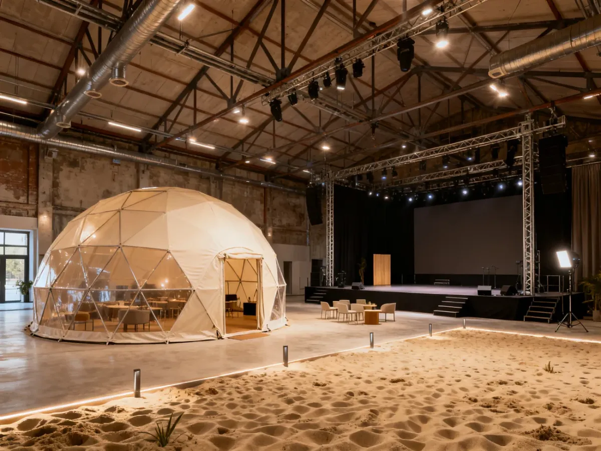 Interior of DOK Cesarski arranged as an event and photo shoot venue
