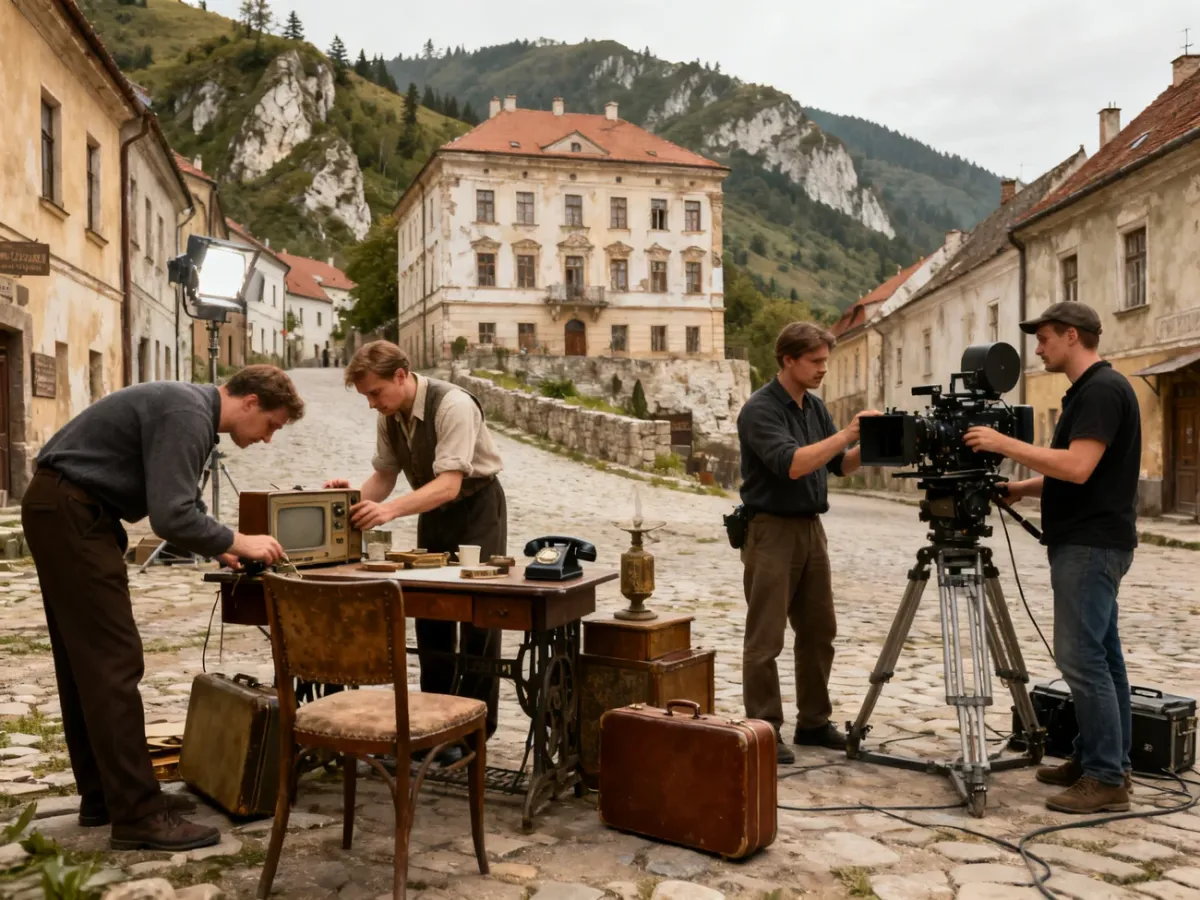 Plan filmowy w Kazimierzu Dolnym stylizowany na Zakopane z czasów PRL-u